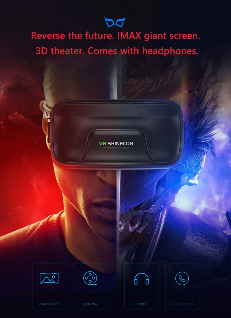 2022 New Product Headset 3D Vr Glasses Virtual Reality Shinecon Video Glasses Case Box for Google Cardboard Smart