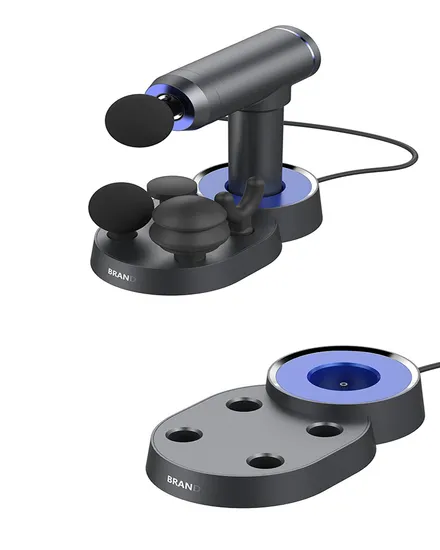 新しいスタイルのフローマッサージャー 24V ワイヤレスミニタッチスクリーンボディリラクゼーションマッサージガンフル充電ベースとディスプレイスタンド付き